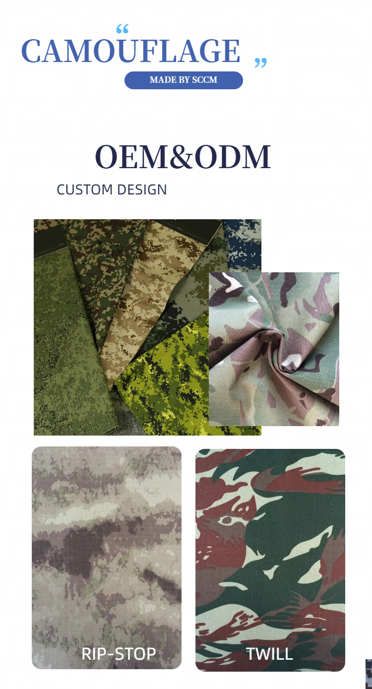 TC Twill Camouflage Fabric Custom Printed Design For Hunting Coat