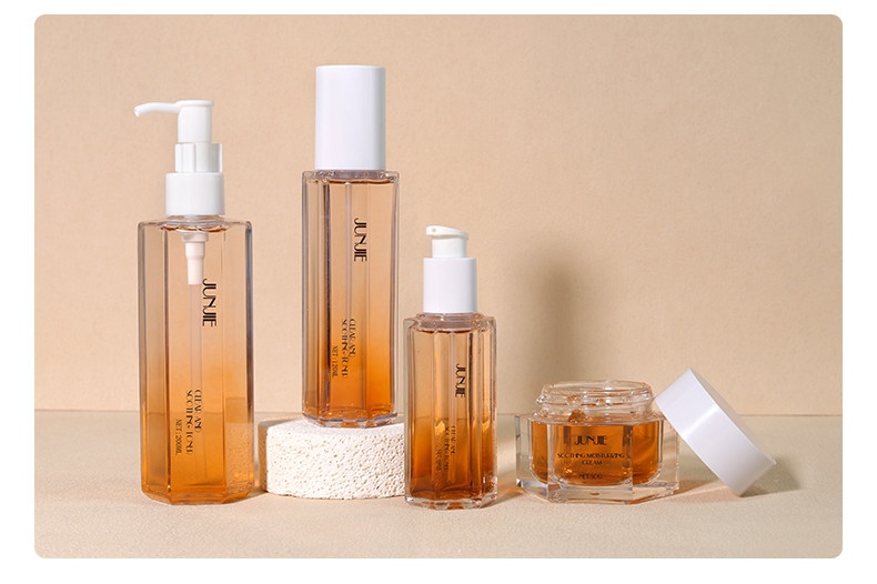 Luxury 100ml 120ml 200ml Cosmetic Packaging Plastic hexagon Lotion Bottle with Body Mist Spray Pump for Skin Care Packaging
