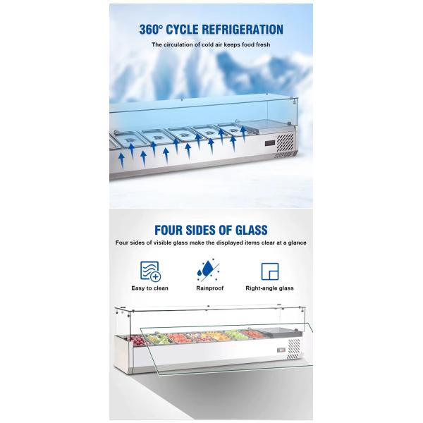 Glass Top Salad Bar Counter Display Used