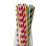 Rainbow Striped Kraft Paper Packaging Straws Length 197mm Eco Friendly
