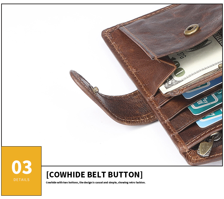 Men's Slim Card Holder Billfold Money Clip Wallet Genuine Leather Small Bag for Rfid