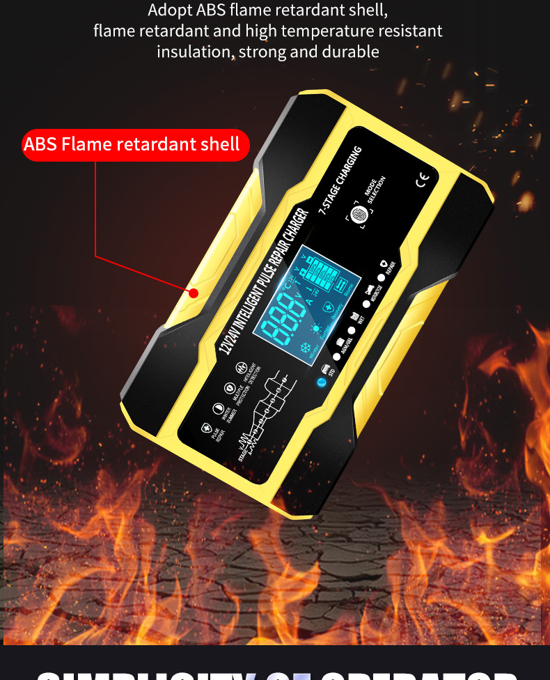 12V 24V 15A 7 Stage Intelligent Pulse Charger For Lead Acid Battery