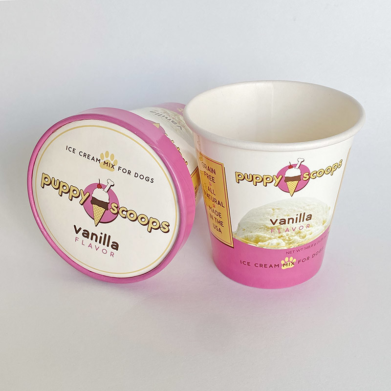 Custom Printed Ice Cream Paper Cup With Lid For Frozen Yogurt 14oz 420ml