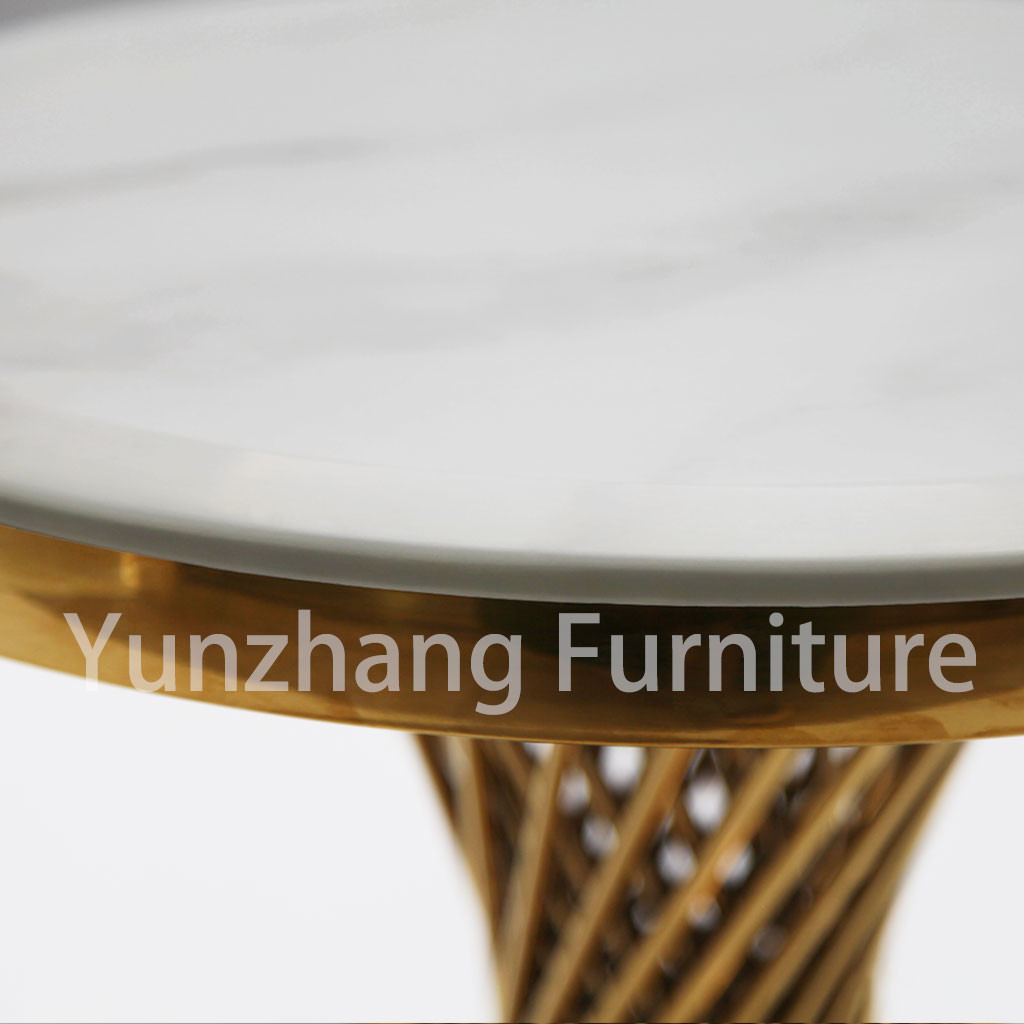 Revolving Round Side Table End Table Living Room Set With Metal Base