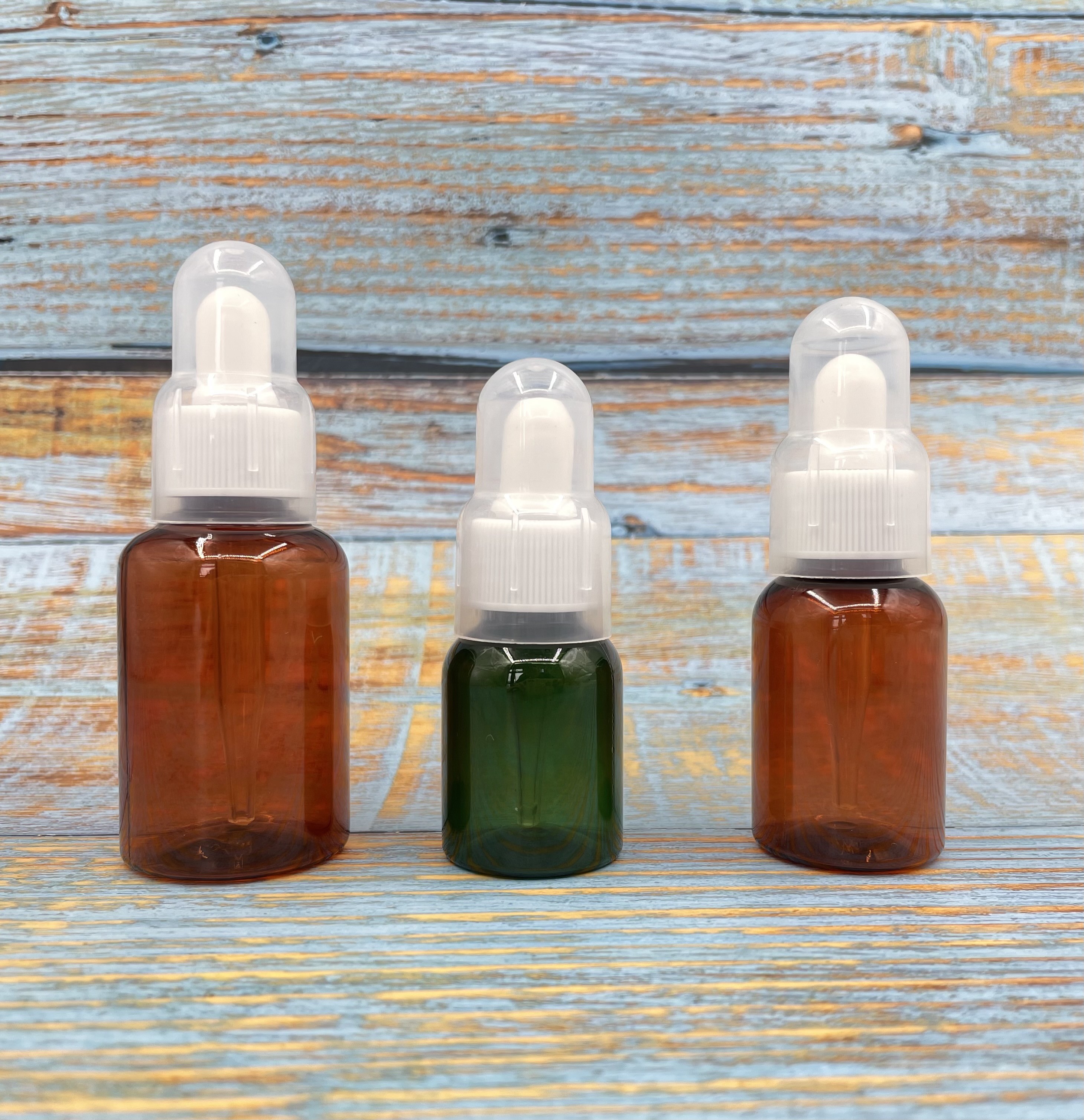 30ml Amber Dropper Bottle Boston PET 50ml Round Shoulder Silk Screening