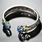 925 Silver Colorful Enamel Cuff Bracelet Vintage Jewelry for Women (B6050602)