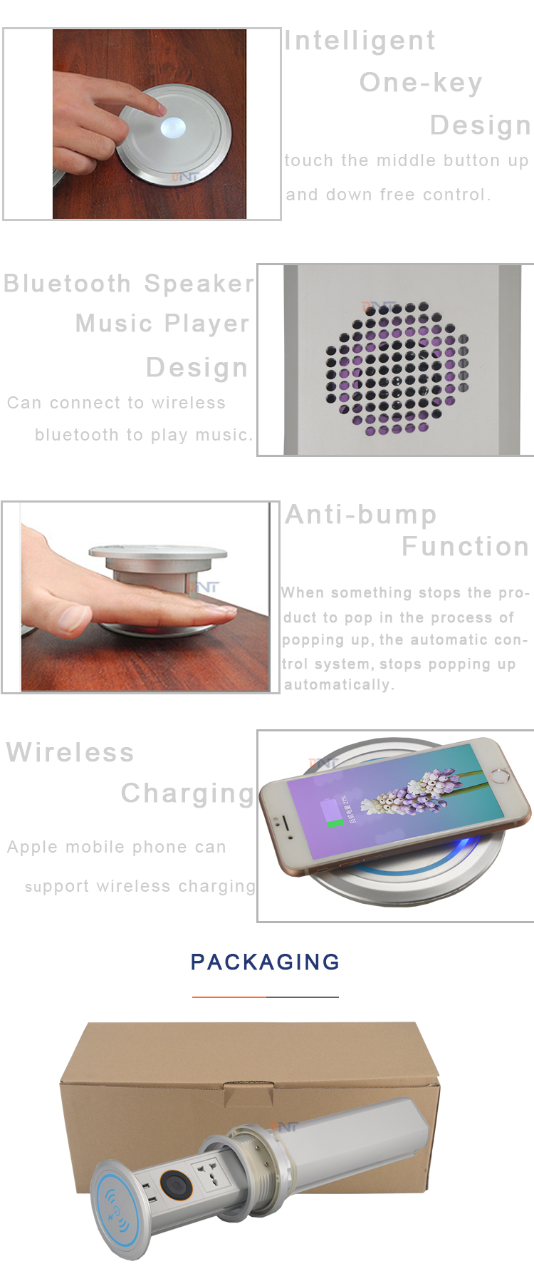 universal power plug touch motorised pop up kitchen socket