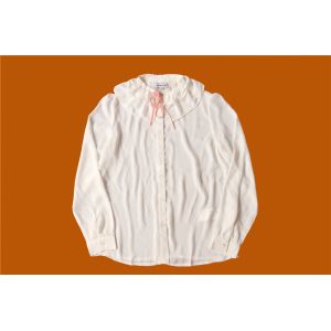 Casual White Princess Collar Shirt 100% Polyester With Cute Bandage