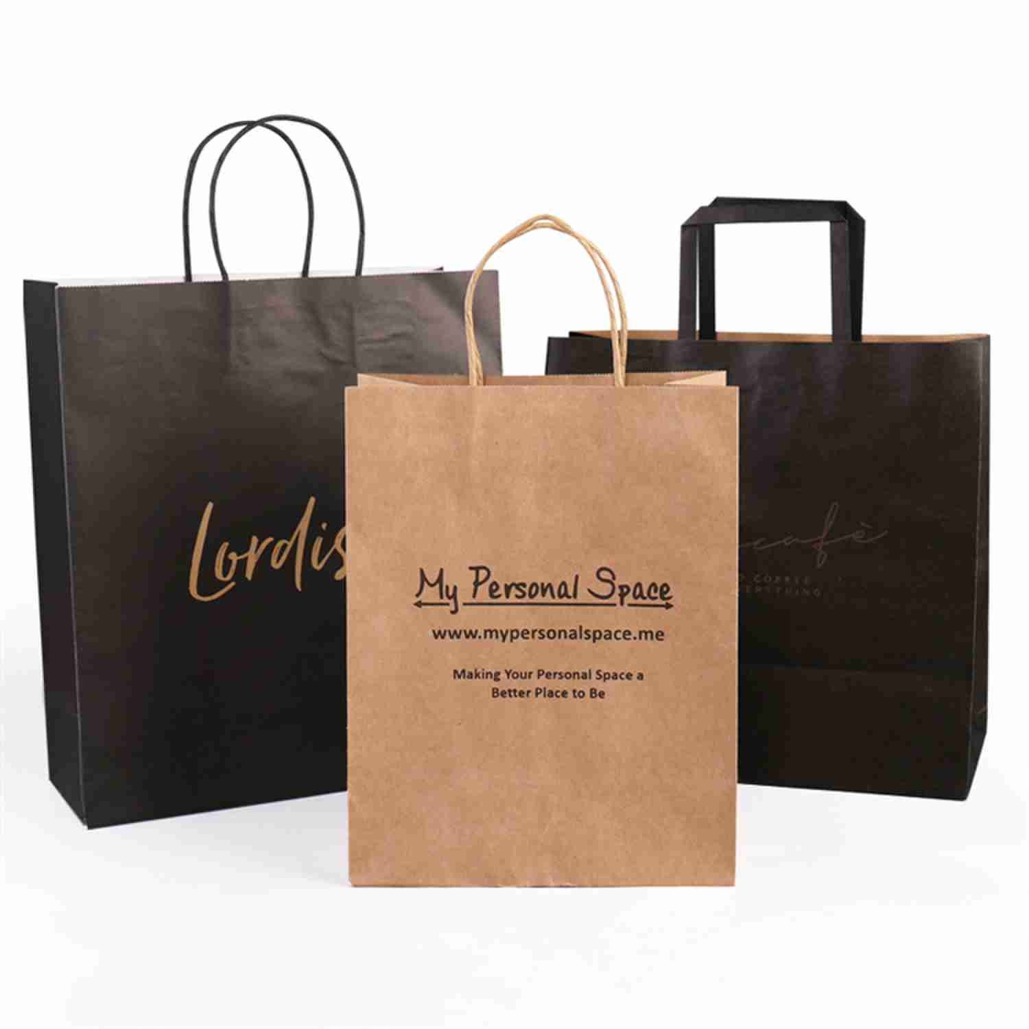 Eco Friendly Takeaway 12x7x17 Paper Bag Brown Kraft Gift Bags