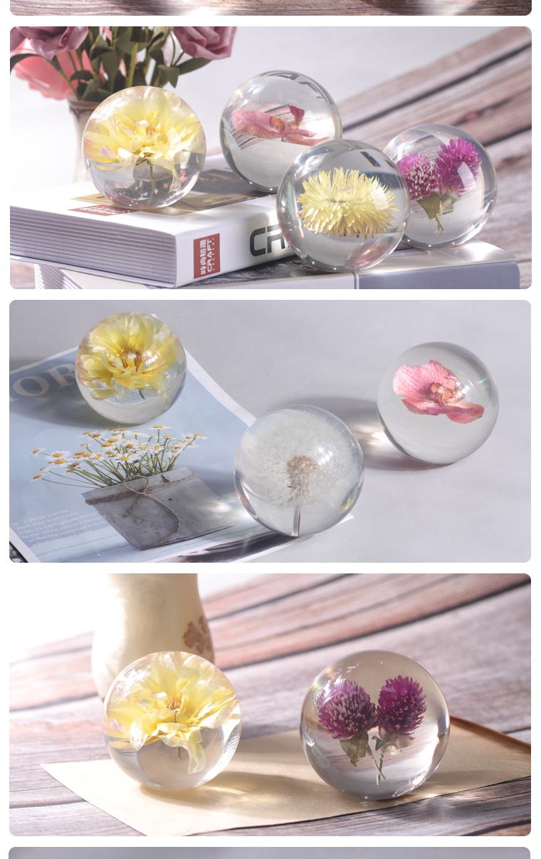 Custom clear epoxy real flower specimen acrylic dandelion paper weight