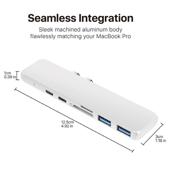USB C Hub 7 in 1 Adapter Dual Type C Docking Station to 40Gbps Thunderbolt 3,Dual USB 3.0 4K 30Hz SD&TF Card reader