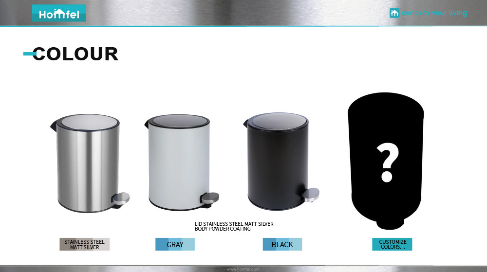 Rolling Cover Type Jobs Pedal Bin Soft Close Stainless Steel Waste Bin for Bathroom and Kitchen