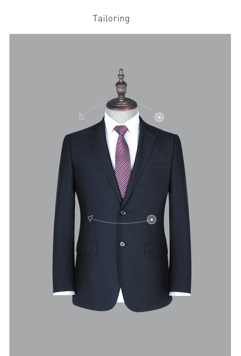 Front Style Flat Two-piece Suits in Navy Blue for Men's Casual and Formal Styles
