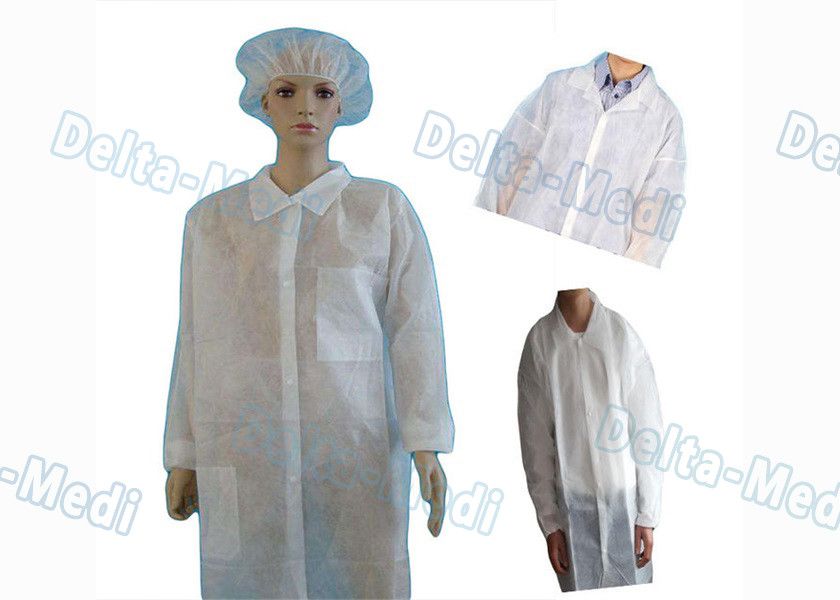 Hospital Non Woven Disposable Isolation Gowns Visitor Coats With Button