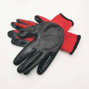 China Oil Resistant Nitrile Coated Construction Work Gloves Safety Nylon Nitrile Dipped Building Gloves 13G wholesale