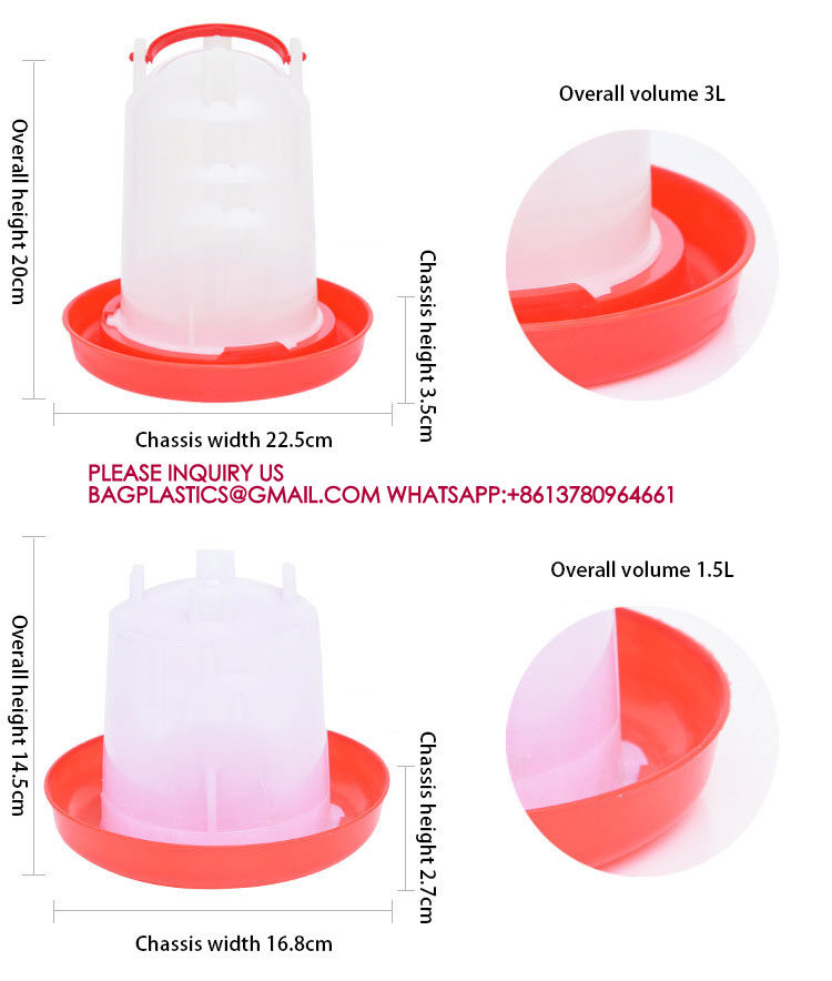 Chick Waterer For Poultry Duck Quail Hanging Poultry Plastic Containers For Outdoor Water
