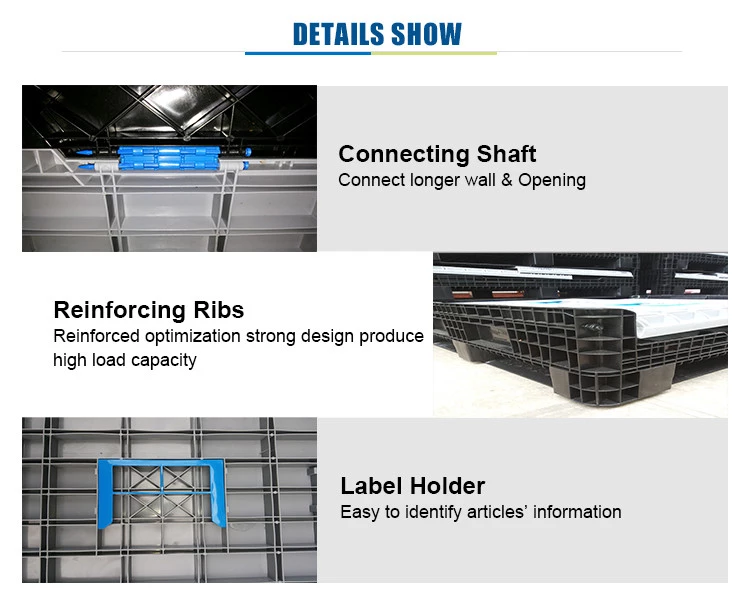 Large industrial logistics transportation heavy-duty collapsible plastic pallet box for storage