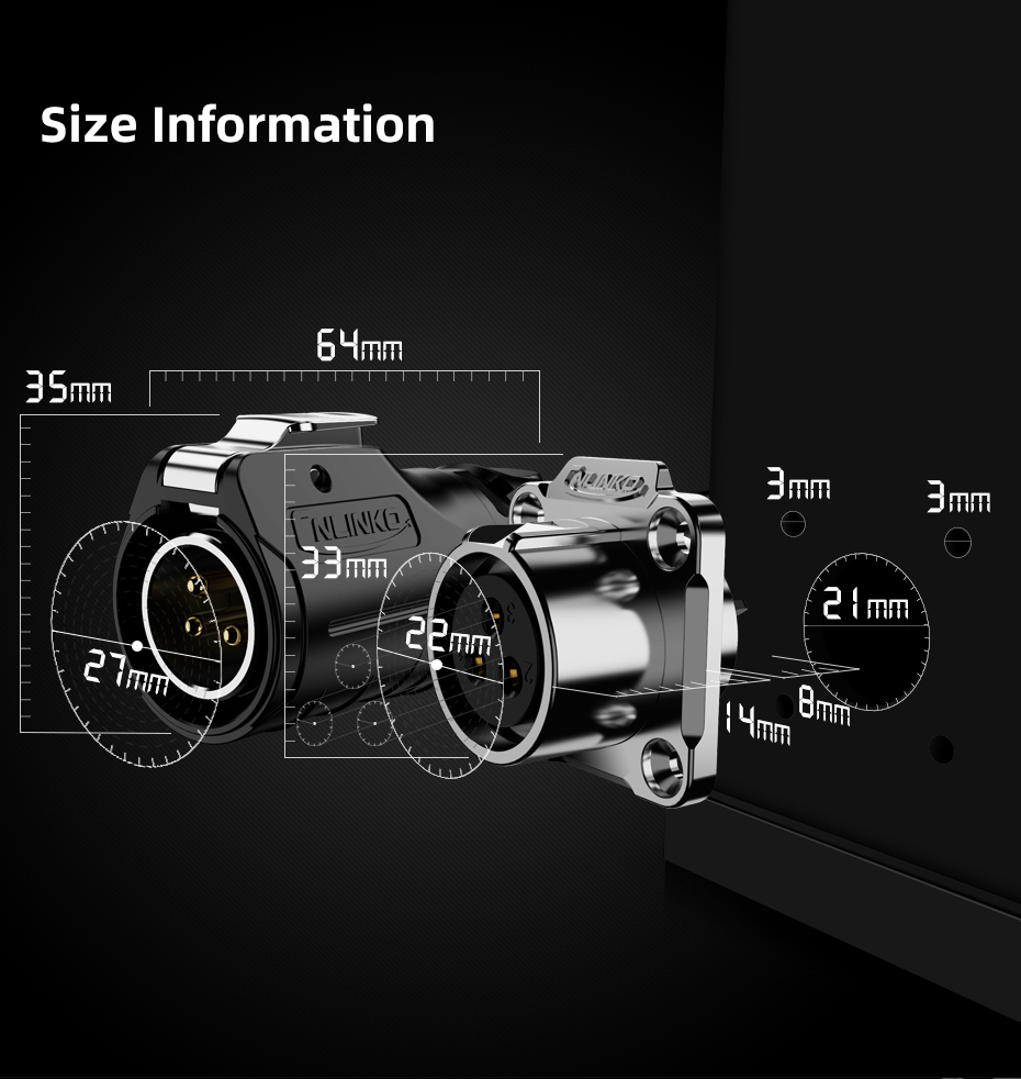 Cnlinko LP-20 3 Pin IP68 Screw Type Pin Wiring Screw Metal Circular Waterproof 3 Pin Power Connector