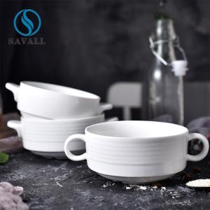 China Restaurants Savall Ears Round White Porcelain Dessert Bowls Customized wholesale