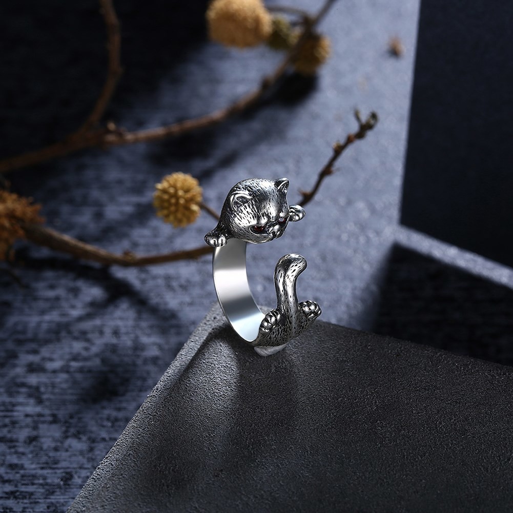 Adjustable 3D Alloy Animal Rings 925 Silver Sterling Pet Lover Gift Jewelry