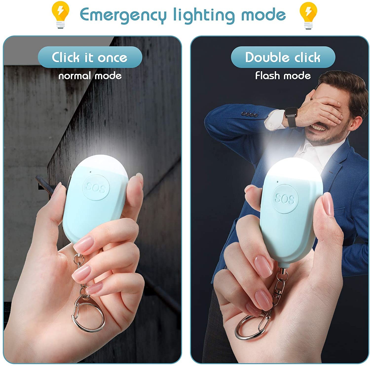 6Pieces Personal Security Alarm SafeSound Alarm Keychain Emergency Safety