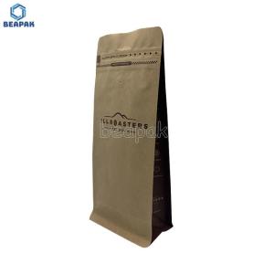 China Eco Recycle Kraft Paper Flat Bottom Gusset Coffee Bag wholesale