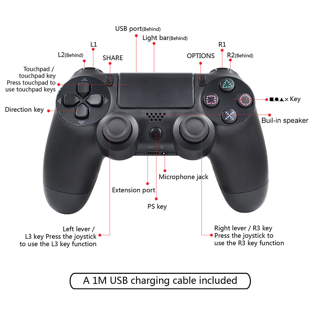 Hot Sell Factory Cheap PS4 wireless controller Gamepad Black and White