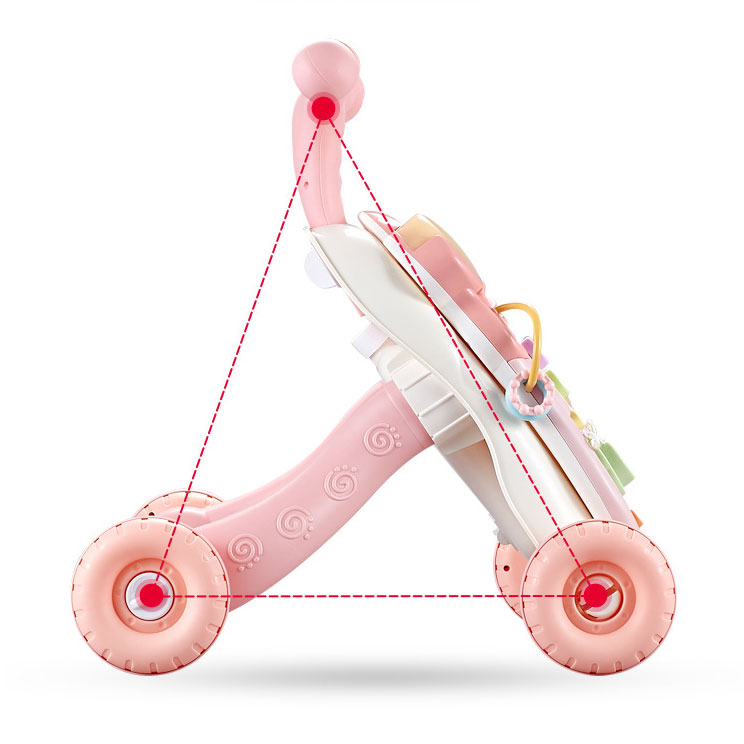 12 Inch Baby Walker Activity Center for Toddler Learning to Walk Sit Stand Early Push Toys Infant Boys Girls Pull Wheels Musical Walking