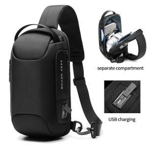 China Wholesale waterproof anti theft designer crossbody bag custom logo USB sling bags for men single shoulder chest bag wholesale
