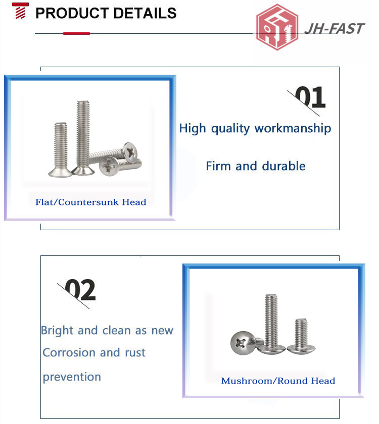 Black Oxide Finish SUS 304 316 Stainless Steel Phillips Flat CSK Head Long Machine Screw