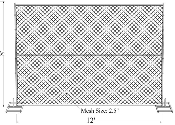 8'x12' Movable Temporary Chain Link Fence For Traffic Control And Crowd Control