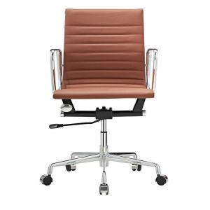 China Low Back 39.9&quot; Height Living Room Office Chair 26.4lbs Brown PU Leather wholesale
