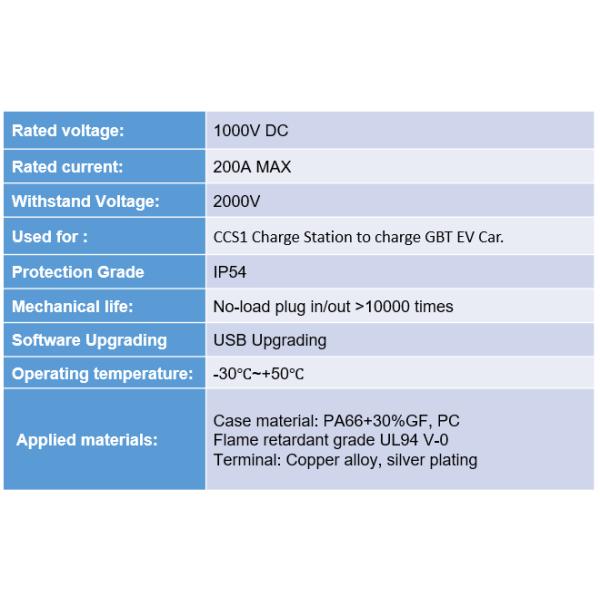 Custom CCS1 To Gbt Adapter 200A GB/T Connector DC Charger Adapter