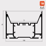100mm X 75mm Suspended LED Profile Aluminium Silver For Cupboard Cinema