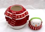 Home Ceramic Cookie Jar / Christmas Snowman Cookie Jar With Headphone Dolomite