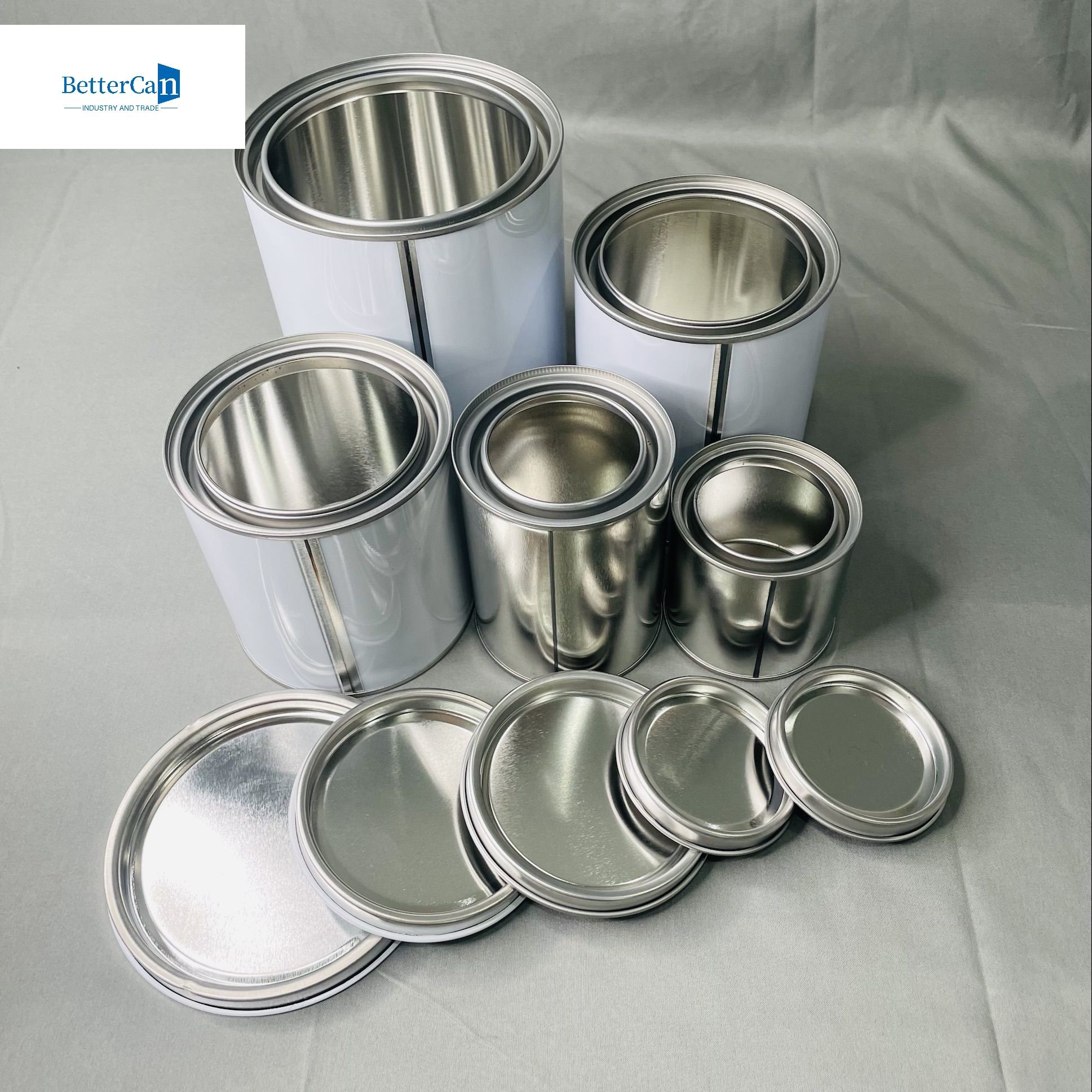 1 Gallon White Paint Tin Cans Round Container 4 Liter Package Metal Cans