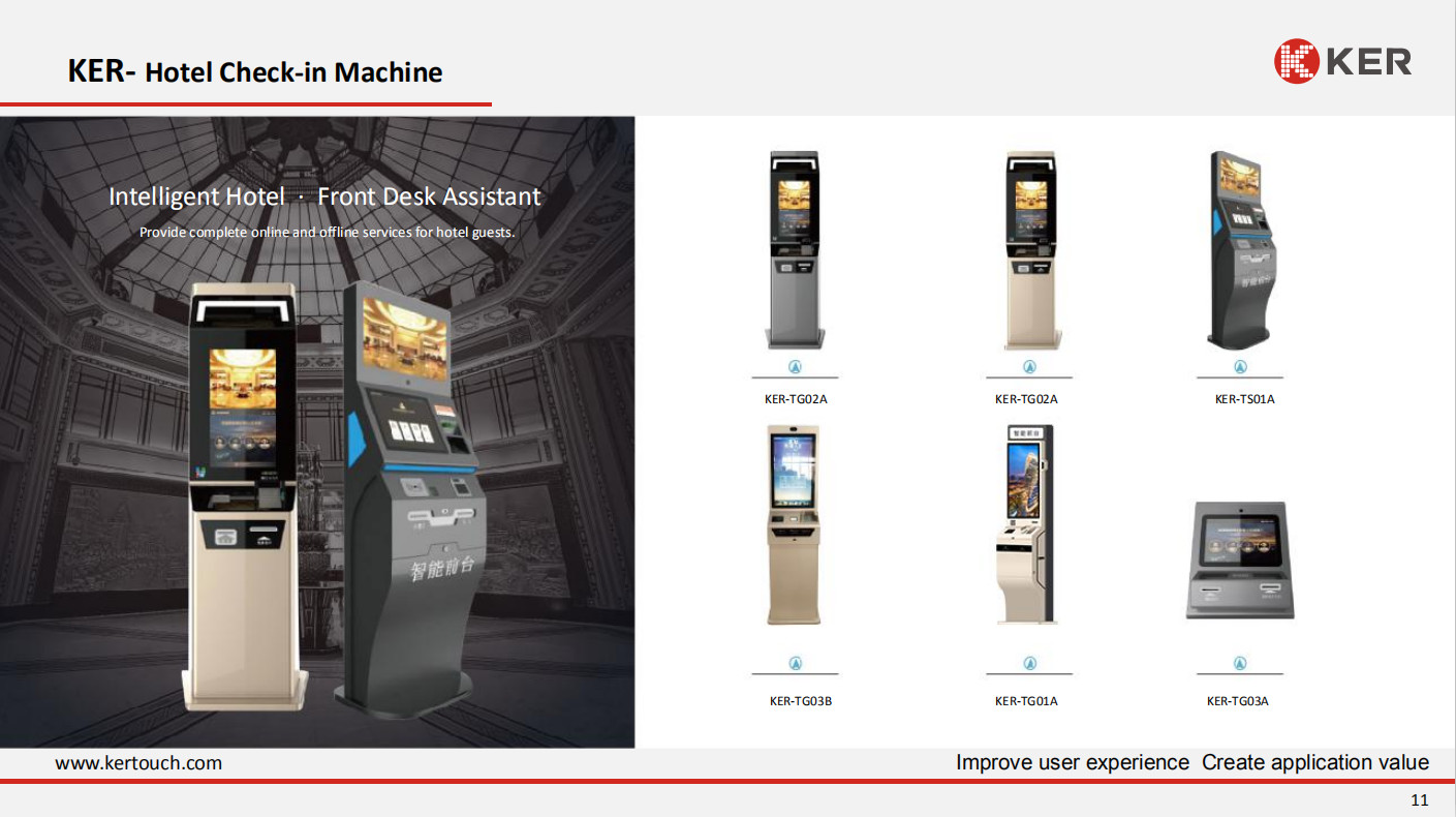 HD LED LCD KER Slim 32 Inch Hotel Self Check In Kiosk