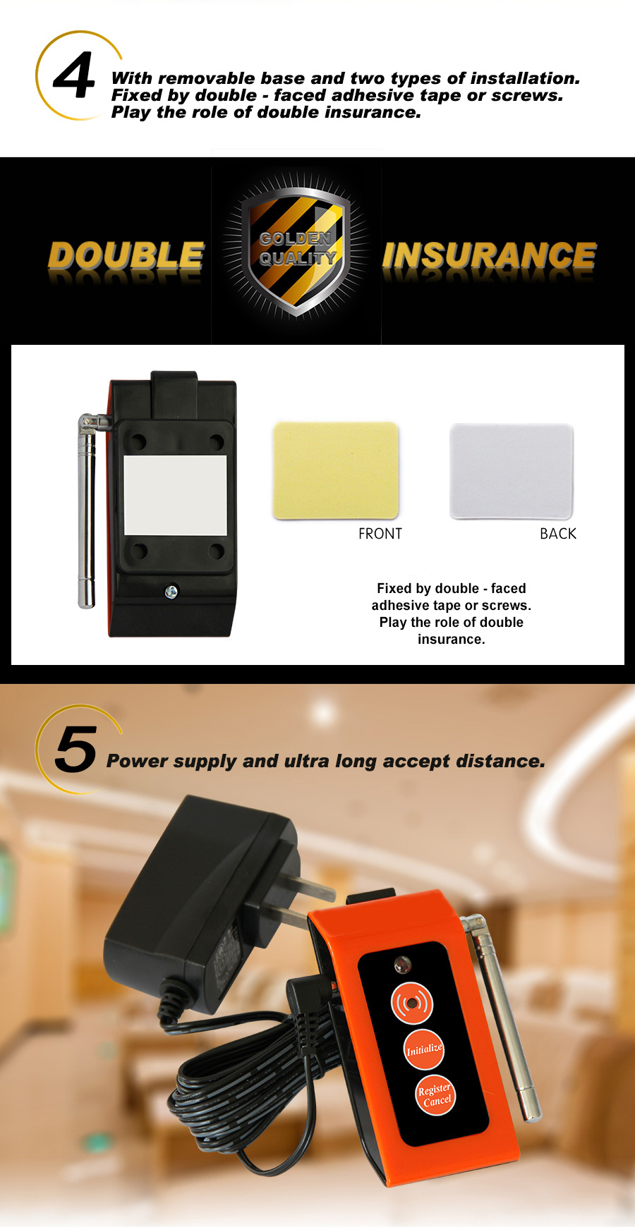 Cheap wireless pager system long accept distance emergency alarm call button for elderly