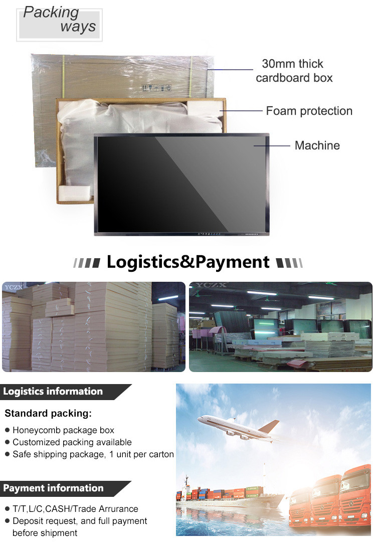 75 inch YCZX interactive screen monitor smart electronic writing white board for classroom