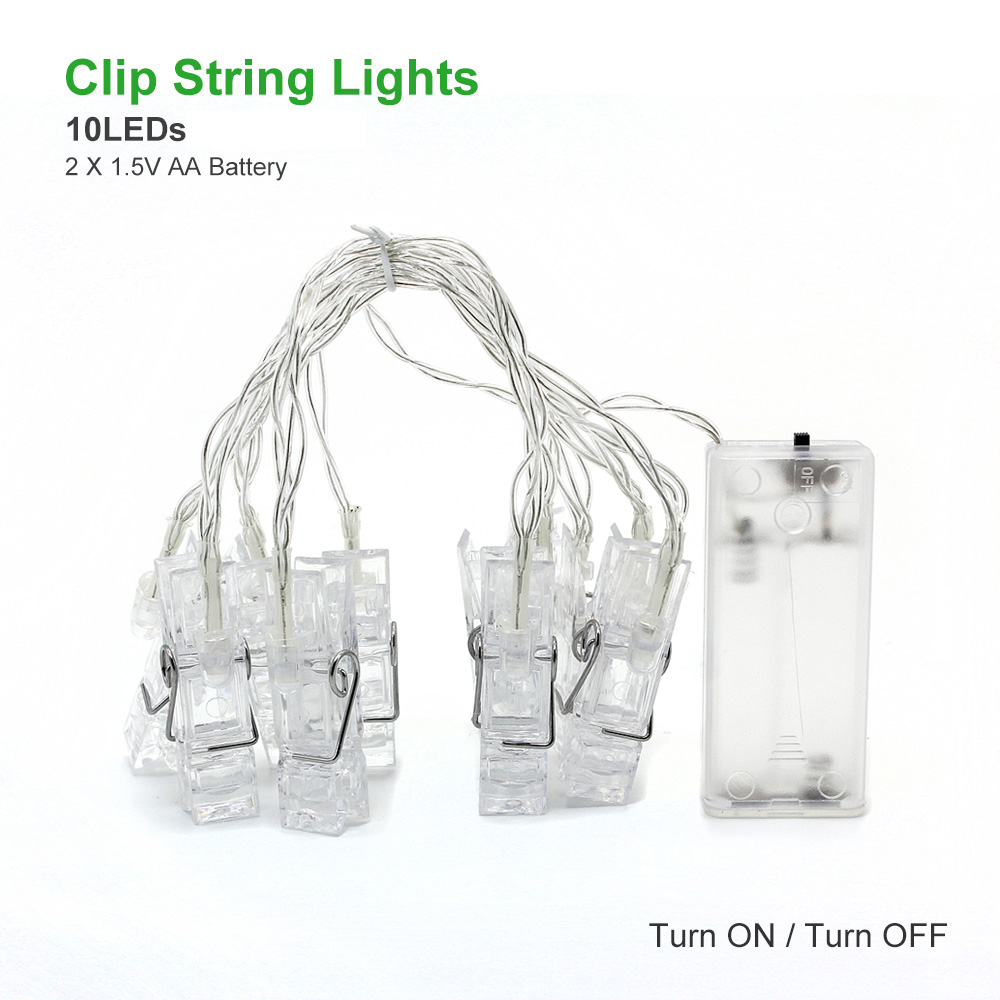 Pegs String Lights LED Clip Cards Photos Holder Bright Fairy Lights Christmas Wedding Birthday Party Valentine's day Dec