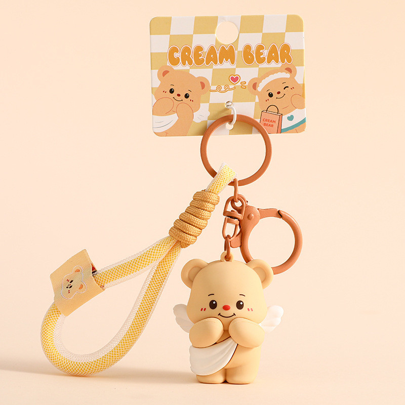 Cartoon Animal Pendant Key Ring Silicone Keychain in Various Colors for Women and Kids