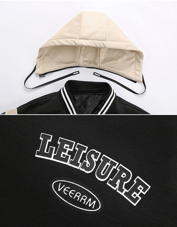 Fashion Hip Hop Streetwear Outdoor Embroidery Utility Motorcycle College Hooded Baseball Men Jacket with Custom Logo