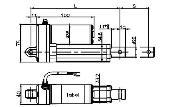 1200N Industrial Miniature Linear Actuator 12v 10cm Stroke Length