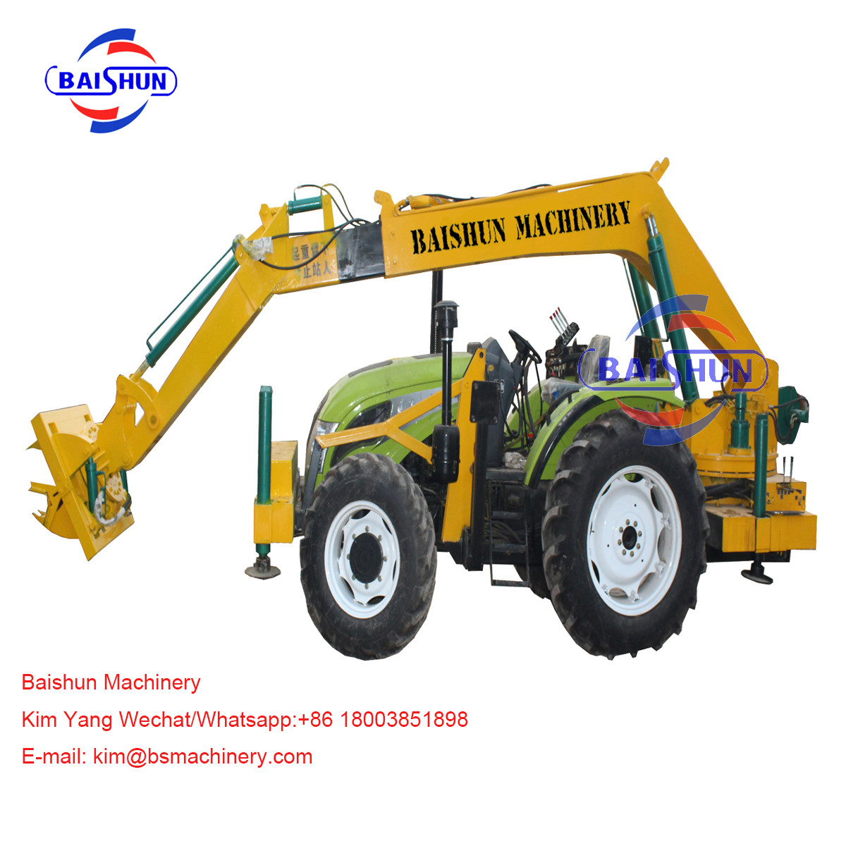110HP Tractor Mounted Pole Erection Machine With Crane and Auger Color Optional