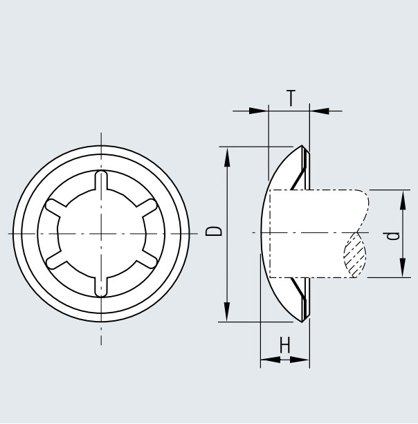 Stainless Steel Capped Starlock Washers For Imperial Round Shafts