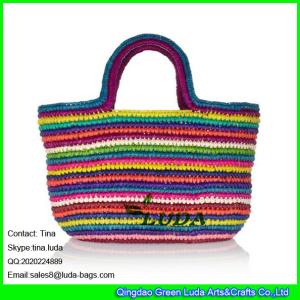 China LUDA 2014 trendy straw crochet soulder bags colorful ladies string beach bag wholesale