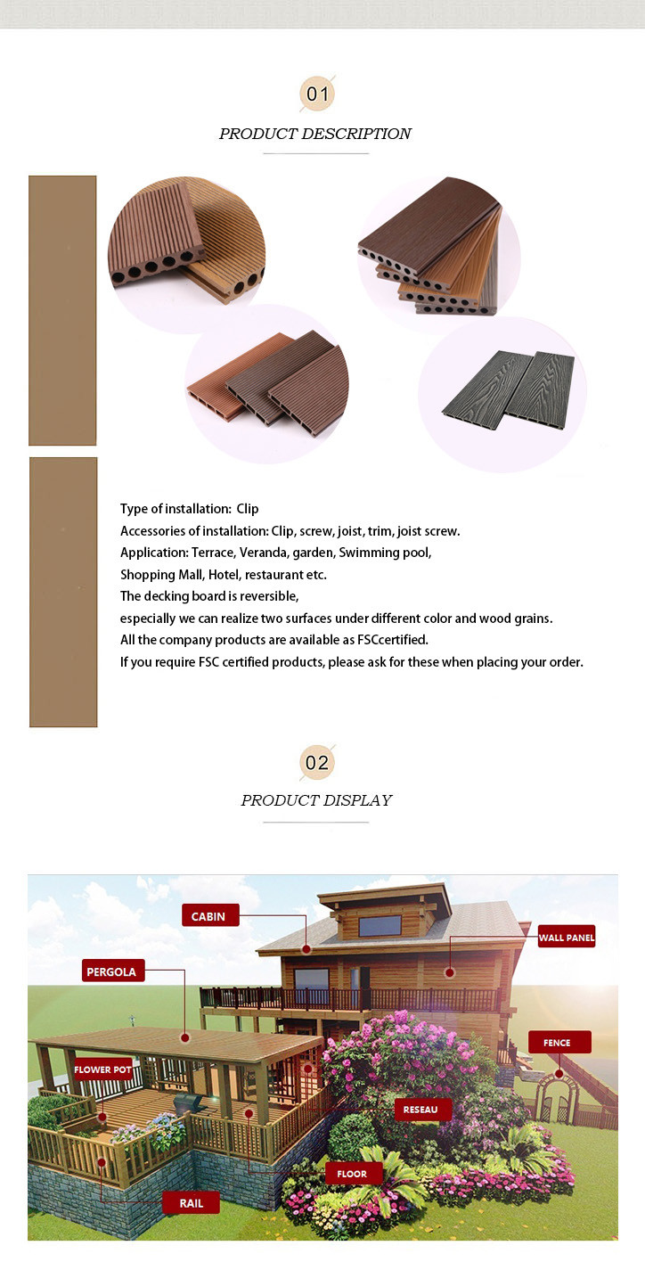 138x23 Double Color WPC Decking Boards Composite Coextrusion Floor Wood For Terrace