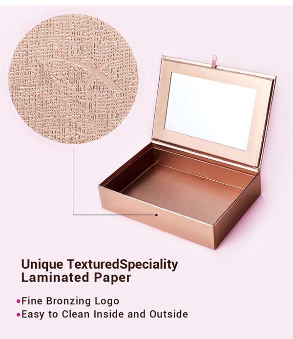 Rose Golden Foldable Cosmetic Travel Box With Makeup Mirror