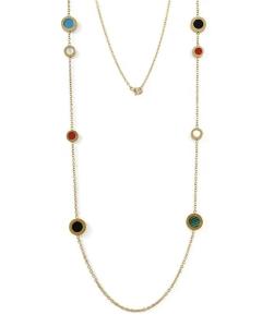 China Multicolor Resin Beaded Chain Long Scatter Necklace Red Blue Green Orange wholesale