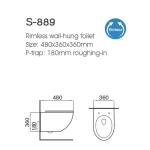 Golssy Black Wall Hanging Toilet Rimless Suspended Marble Toilet Bowl With